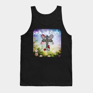 Elegant cross with fairys and skull Tank Top